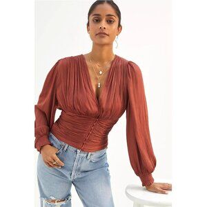 Anthropologie ruched v-neck blouse